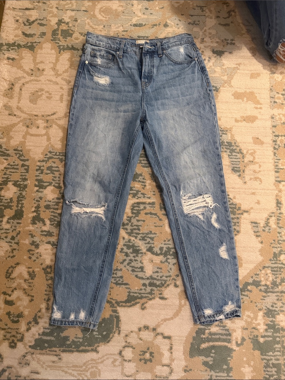 Altar'd State Light Blue Distressed Boyfriend Jeans 26 inch inseam